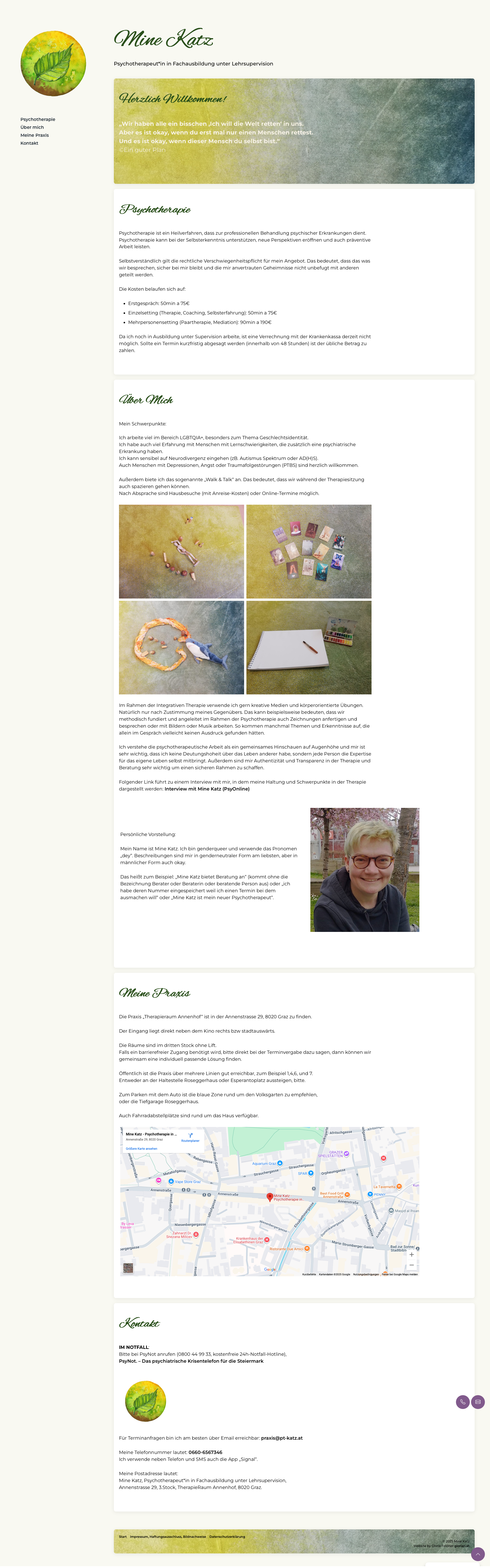 Sreenshot der Website fuer 'Mine Katz'